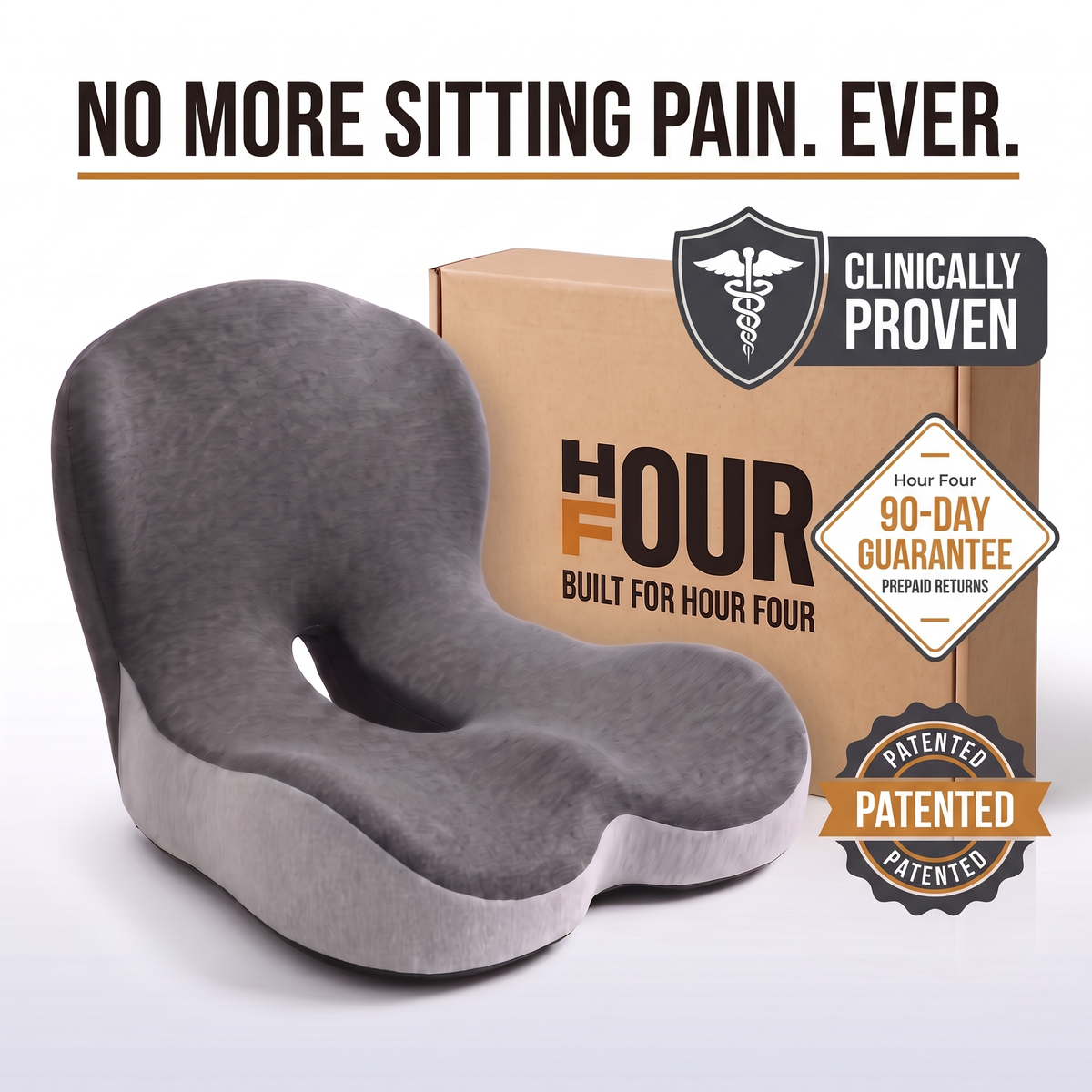 HourFour® Premium Orthopedic Seat Cushion