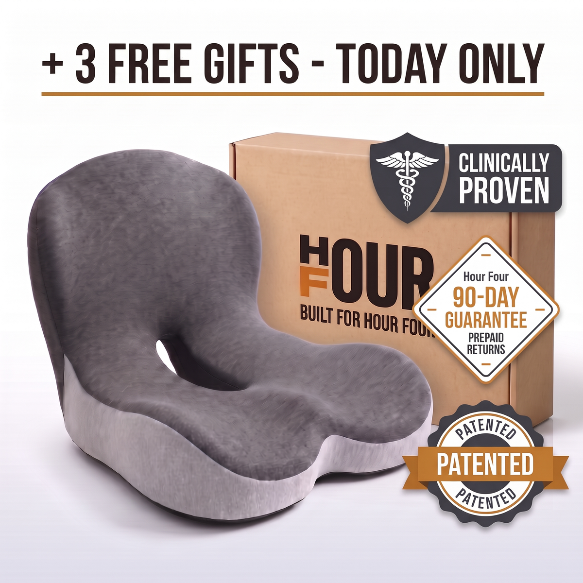 HourFour® Memory Foam Seat Cushion With Back Support